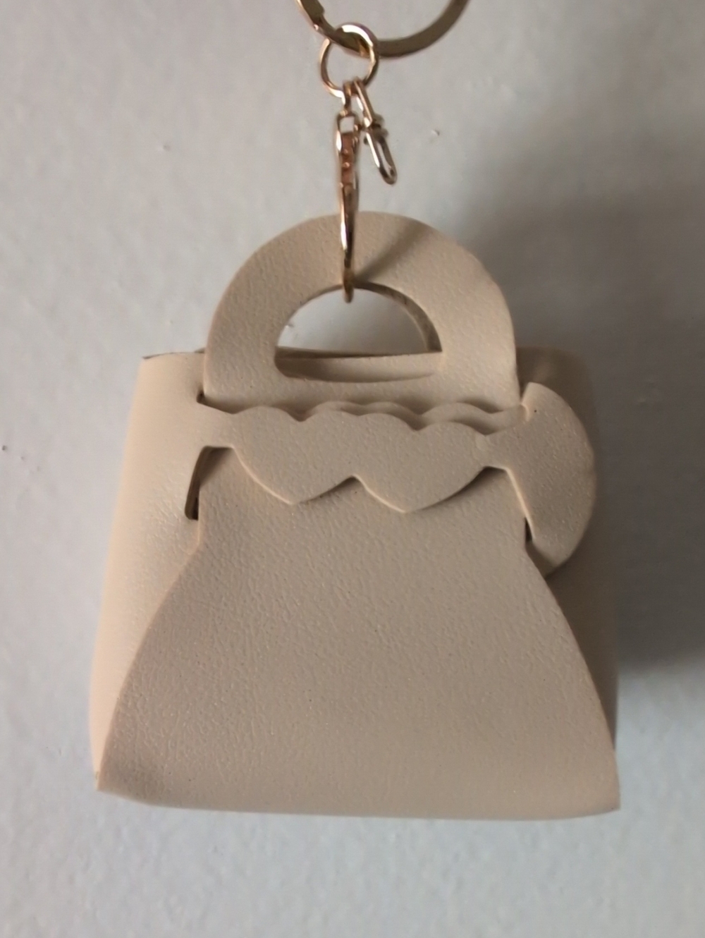 Beige Mini Purse Keychain Charm